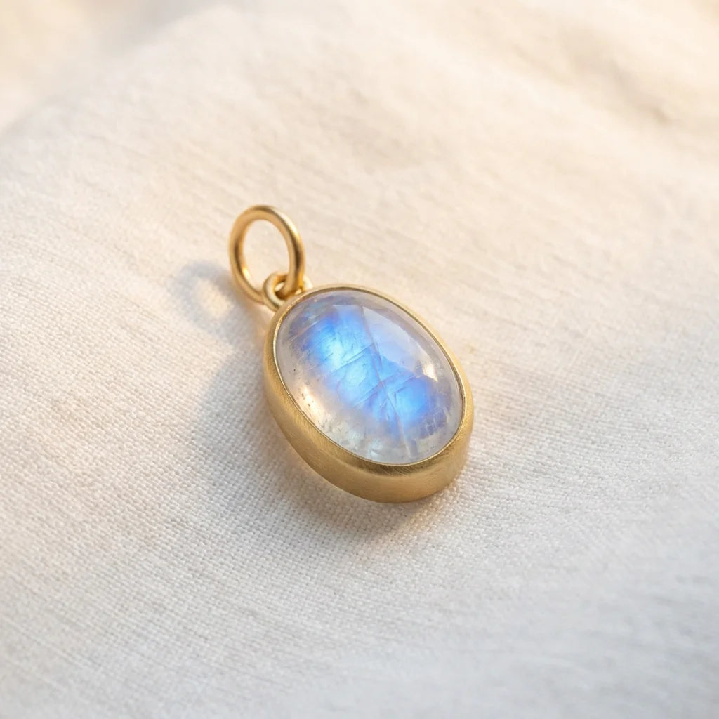 Rainbow Moonstone Crystal Collar Charm for Pets